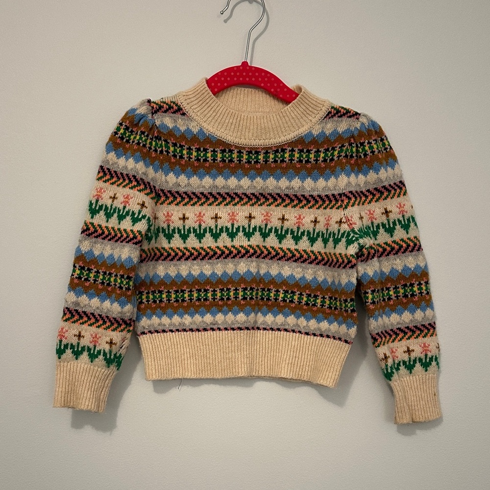 Crewcuts Girls' floral Fair Isle Sweater - Size 2-3 (XXS), pre-owned